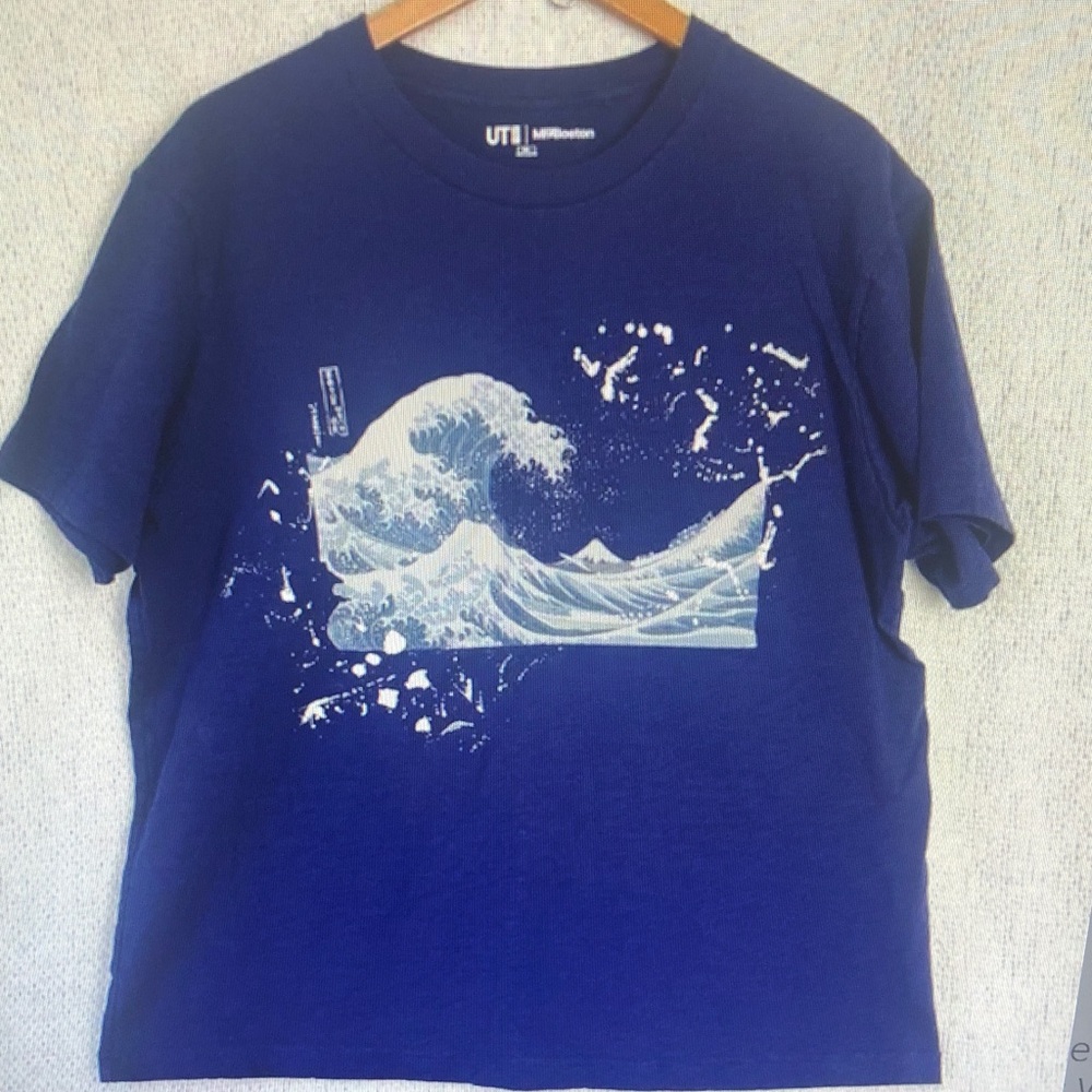 Blue Graphic T-Shirt with Wave Design